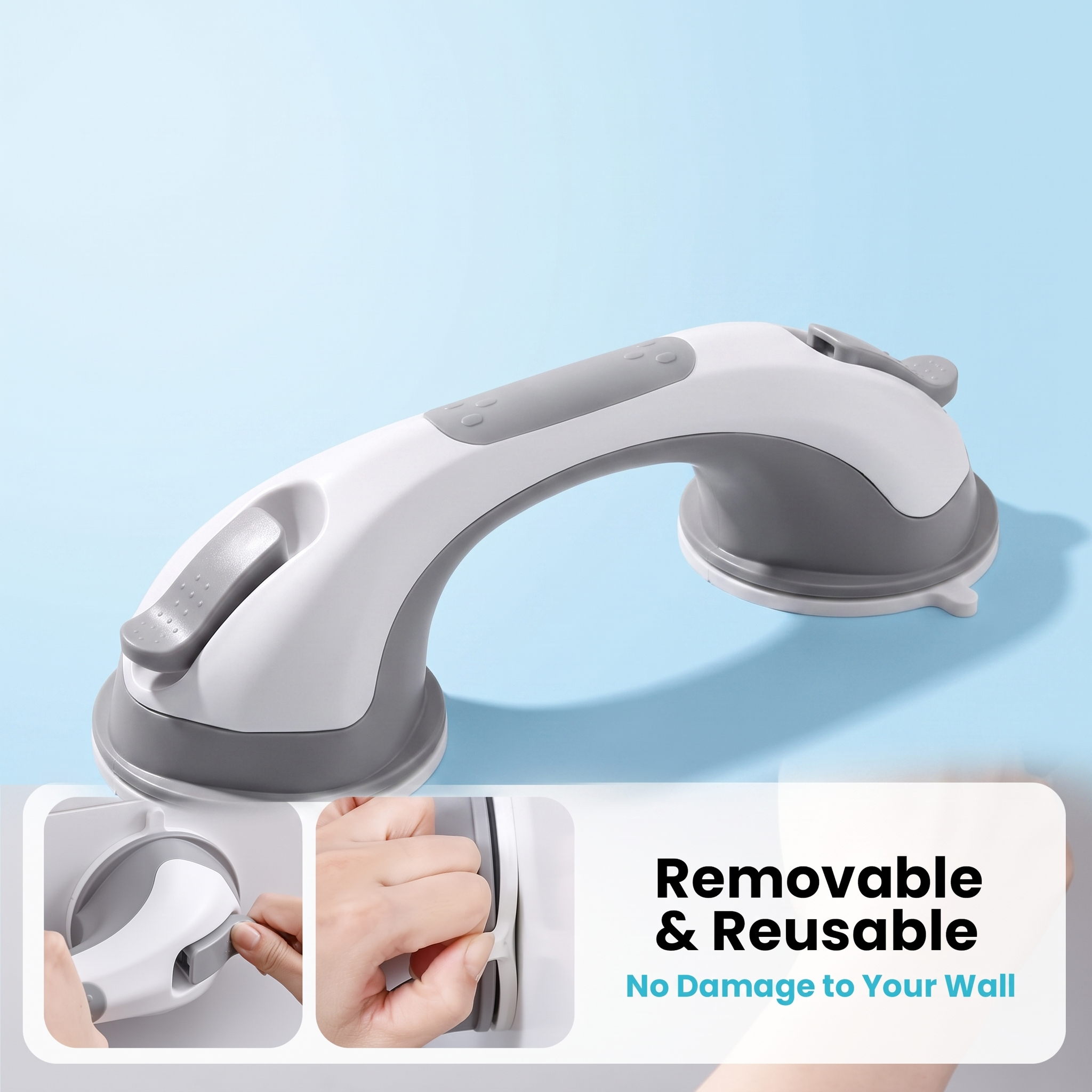 Narkane SafeGrip portable bathroom safety bar - removable, no wall damage