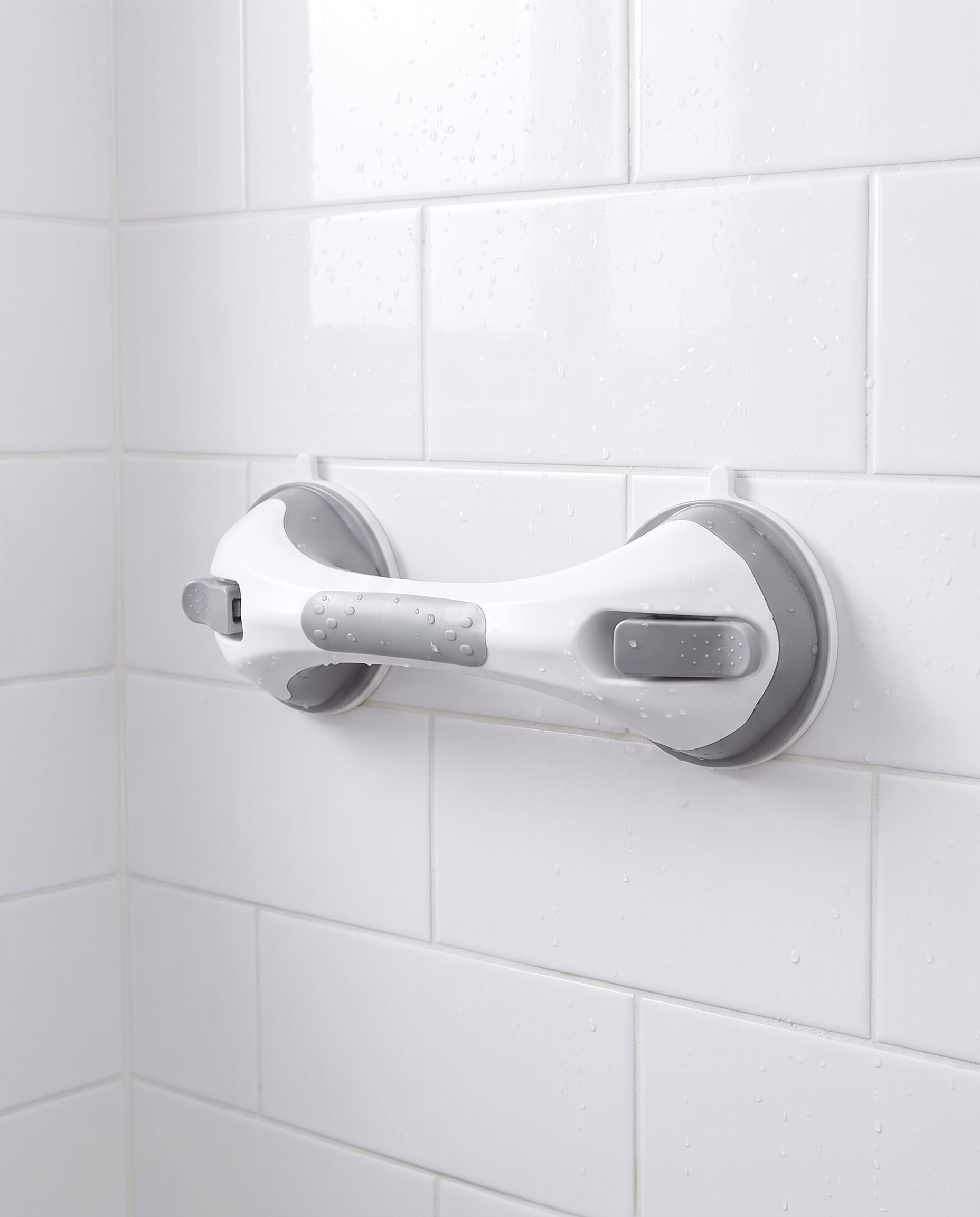 SafeGrip bar mounted horizontally on shower tile